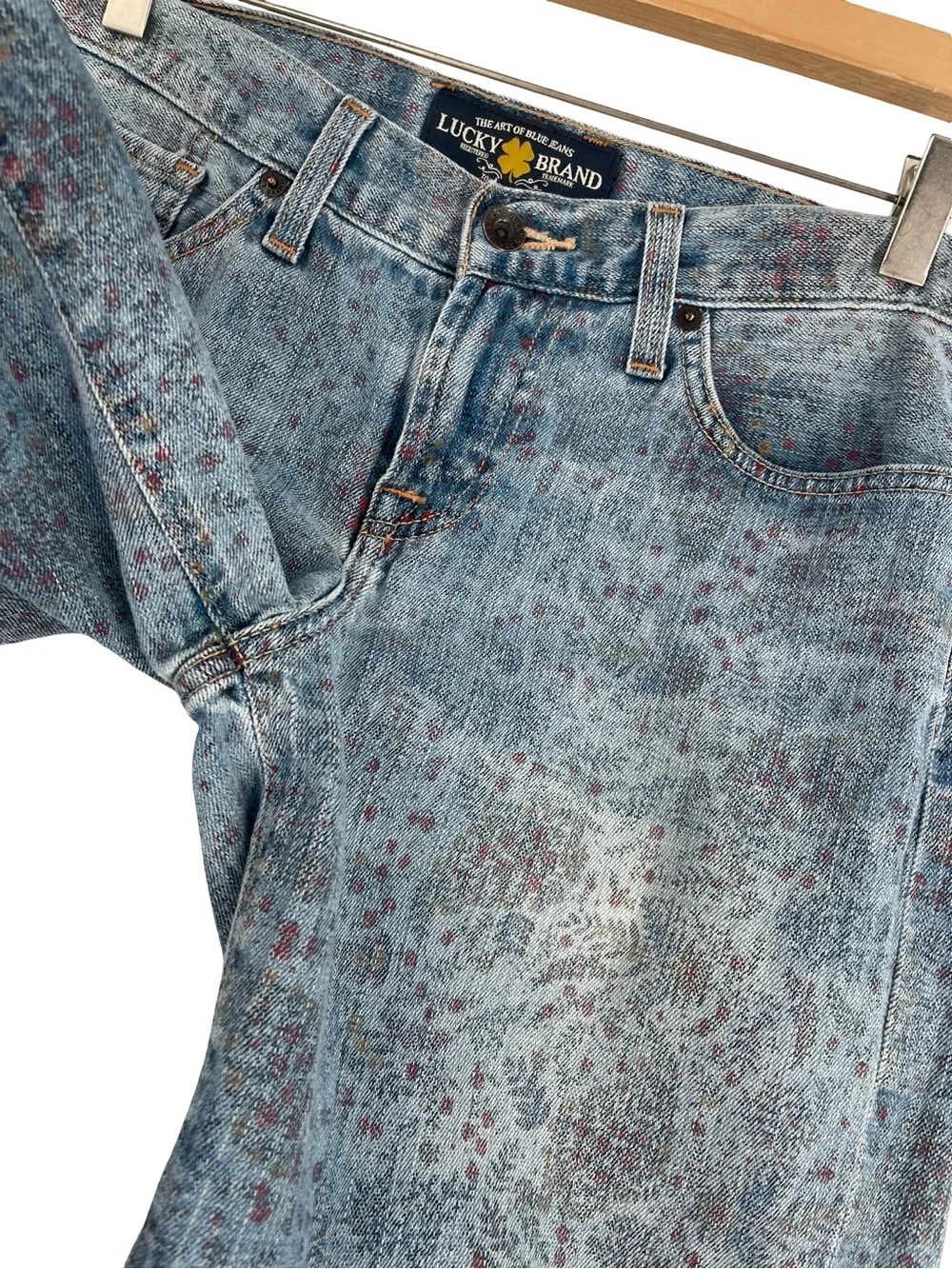 Lucky Brand Blue Denim Floral Print Bermuda Shorts size 6/28